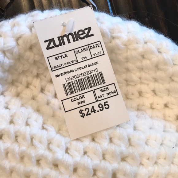 Creme Colored Hair Knit Hat with pigtails. - Picture 2 of 6